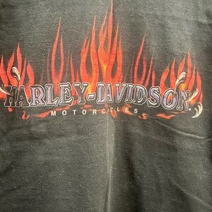 Harley-Davidson Black Tee with Red Flame Design